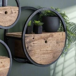 Hoyz - Wandschap Circular - Ø50 - Met Lade - Hout - Bruin -Beste Opslag Winkel 1000042653 0103