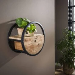 Hoyz - Wandschap Circular - Ø40 - Met Lade - Hout -Beste Opslag Winkel 1000042654 0101