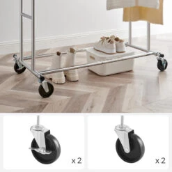 O’DADDY® Kledingrek Dubbel - 4 Wielen - Tot 110kg - Garderoberek - RVS 8 O’DADDY® Kledingrek Dubbel - 4 Wielen - Tot 110kg - Garderoberek - RVS -Beste Opslag Winkel 1000042970 0102