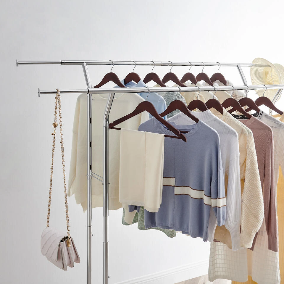 O’DADDY® Kledingrek Dubbel - 4 Wielen - Tot 110kg - Garderoberek - RVS 6 O’DADDY® Kledingrek Dubbel - 4 Wielen - Tot 110kg - Garderoberek - RVS - Afbeelding 4