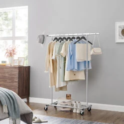 O’DADDY® Kledingrek 4 Wielen – Stabiel Tot 90kg - Garderoberek - RVS -Beste Opslag Winkel 1000042971 0102