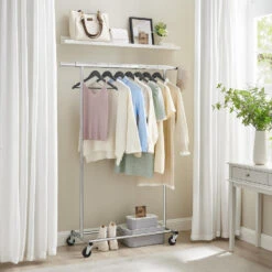 O’DADDY® Kledingrek 4 Wielen – Stabiel Tot 90kg - Garderoberek - RVS -Beste Opslag Winkel 1000042971 0103