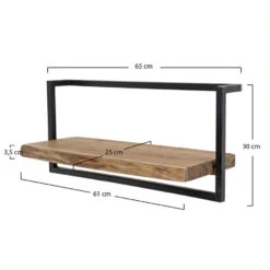 Giga Meubel Wandplank Edge 65x25x30cm - Acaciahout & Metaal -Beste Opslag Winkel 1000043566 0103