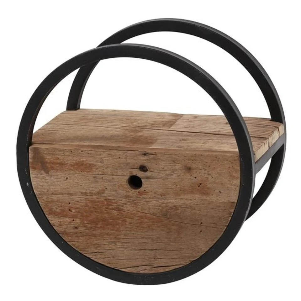Industrieel Rond Wandrek Hout En Metaal Liv 50 Cm 25x50x50 Cm Hardhout 6 Industrieel Rond Wandrek Hout En Metaal Liv 50 Cm 25x50x50 Cm Hardhout - Afbeelding 4
