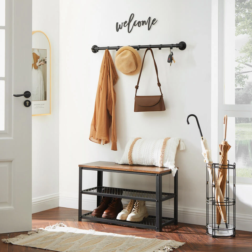 ACAZA Industriële Waterleiding Kapstok Met 8 Haken, Kledingstang, Zwart 5 ACAZA Industriële Waterleiding Kapstok Met 8 Haken, Kledingstang, Zwart - Afbeelding 3