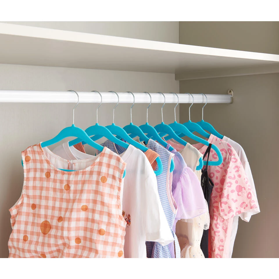 ACAZA 20 Stuks Kledinghangers Voor Kinderen Met Fluweel, Anti-slip, Blauw 4 ACAZA 20 Stuks Kledinghangers Voor Kinderen Met Fluweel, Anti-slip, Blauw - Afbeelding 2