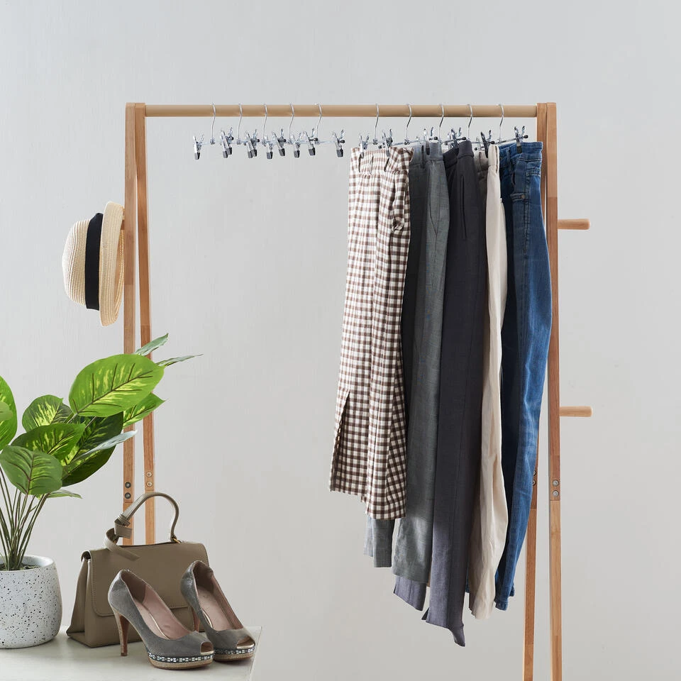 ACAZA 20 Stuks Broekhangers Met Knijpers, 30cm, Verstelbaar, Zilver En Zwart 4 ACAZA 20 Stuks Broekhangers Met Knijpers, 30cm, Verstelbaar, Zilver En Zwart - Afbeelding 2