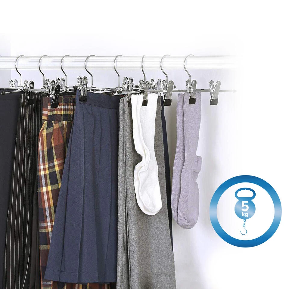 ACAZA 20 Stuks Broekhangers Met Knijpers, 30cm, Verstelbaar, Zilver En Zwart 5 ACAZA 20 Stuks Broekhangers Met Knijpers, 30cm, Verstelbaar, Zilver En Zwart - Afbeelding 3