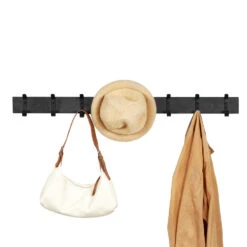 ACAZA Lange Muur Kapstok, Met 8 Zwarte Haken, 88 Cm Lang, Zwart -Beste Opslag Winkel 1000046839 0103