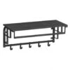 ACAZA Kapstok Met Plank, Wandkapstok, 5 Haken In Metaal En Hout, 66cm, Zwart -Beste Opslag Winkel 1000047026
