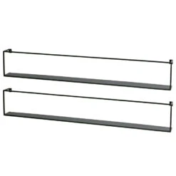 WOOOD Meert Wandplank 100 Cm - Metaal - Zwart - Set Van 2 -Beste Opslag Winkel 1000049286 0103