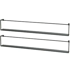 WOOOD Meert Wandplank 100 Cm - Metaal - Zwart - Set Van 2