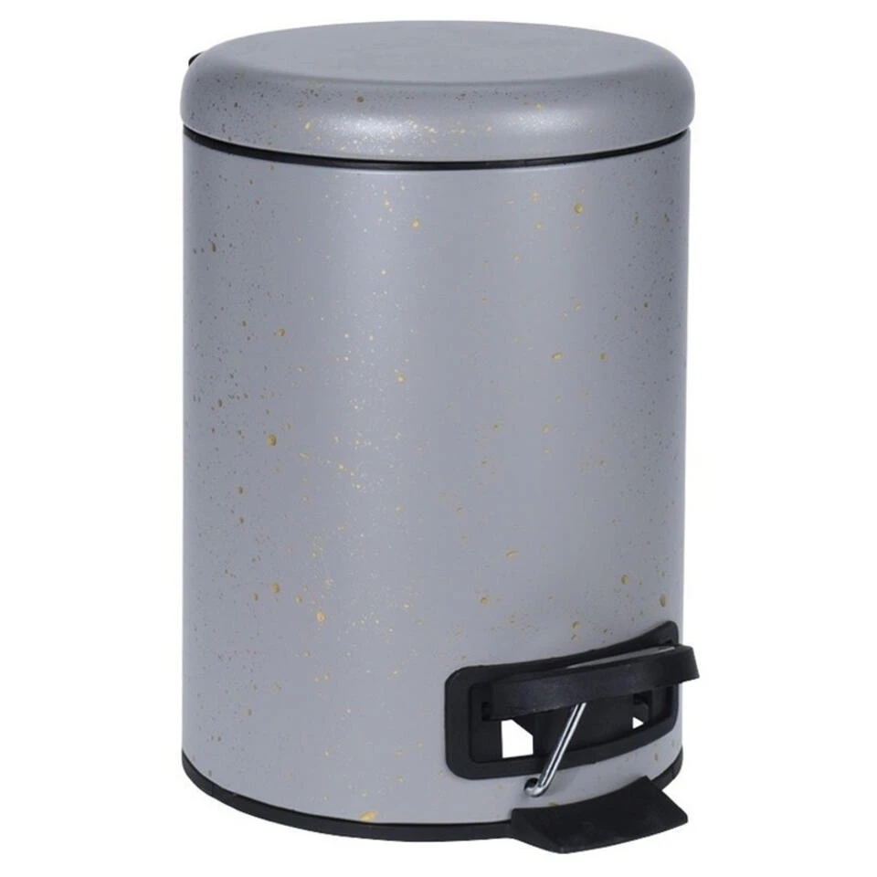 Merkloos Pedaalemmer - Grijs - Gouden Spikkels - 3 L 4 Merkloos Pedaalemmer - Grijs - Gouden Spikkels - 3 L - Afbeelding 2