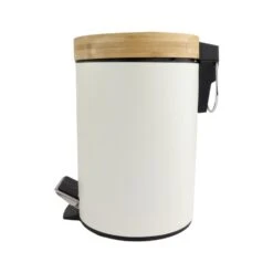 Orange85 Pedaalemmer Prullenbak Wit 3 Liter Bamboe -Beste Opslag Winkel 1000049508 0111