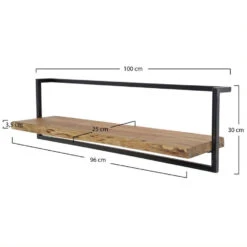 Giga Meubel Wandplank Acaciahout - 100cm - Naturel - Stalen Frame -Beste Opslag Winkel 1000051980 0100