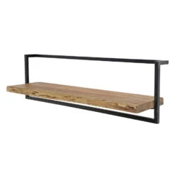 Giga Meubel Wandplank Acaciahout - 100cm - Naturel - Stalen Frame -Beste Opslag Winkel 1000051980 0103