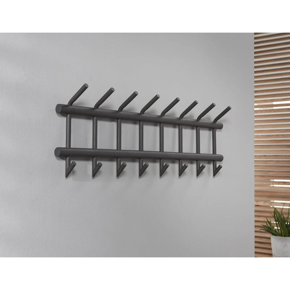Giga Meubel Wandkapstok 8-Haaks - Donkergrijs - Mat - Ronde Buis 6 Giga Meubel Wandkapstok 8-Haaks - Donkergrijs - Mat - Ronde Buis - Afbeelding 4