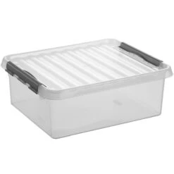 Q-line Opbergbox 25L - Set Van 2 - Transparant/grijs -Beste Opslag Winkel 1000052821 0102