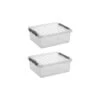 Q-line Opbergbox 25L - Set Van 2 - Transparant/grijs -Beste Opslag Winkel 1000052821
