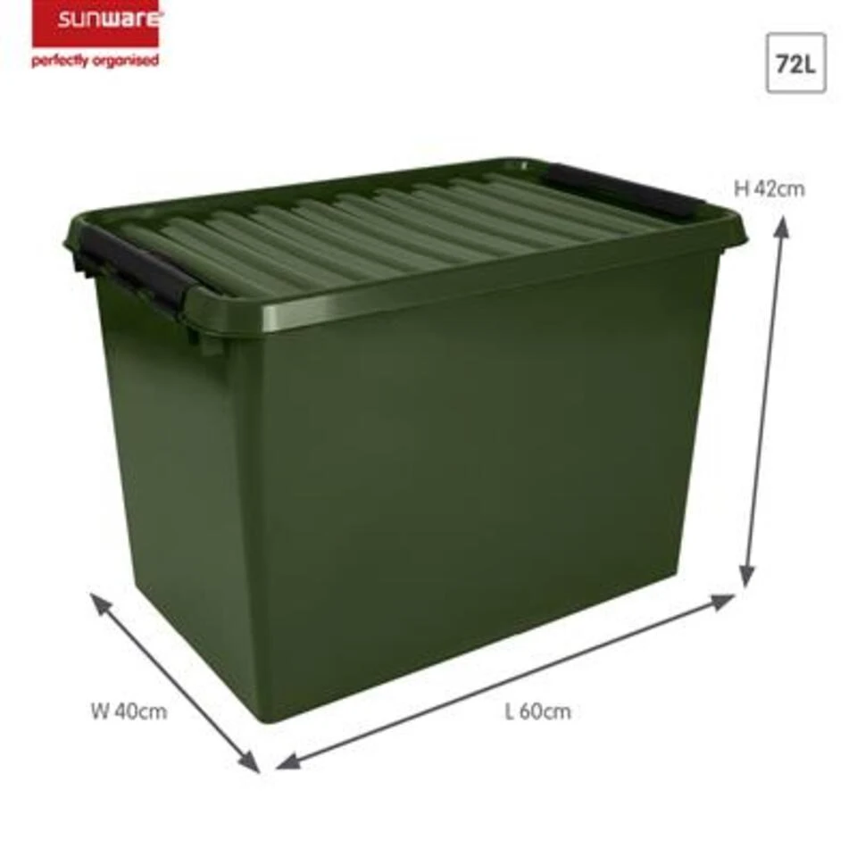 Q-line Opbergbox Recycled 72L Groen Zwart 4 Q-line Opbergbox Recycled 72L Groen Zwart - Afbeelding 2