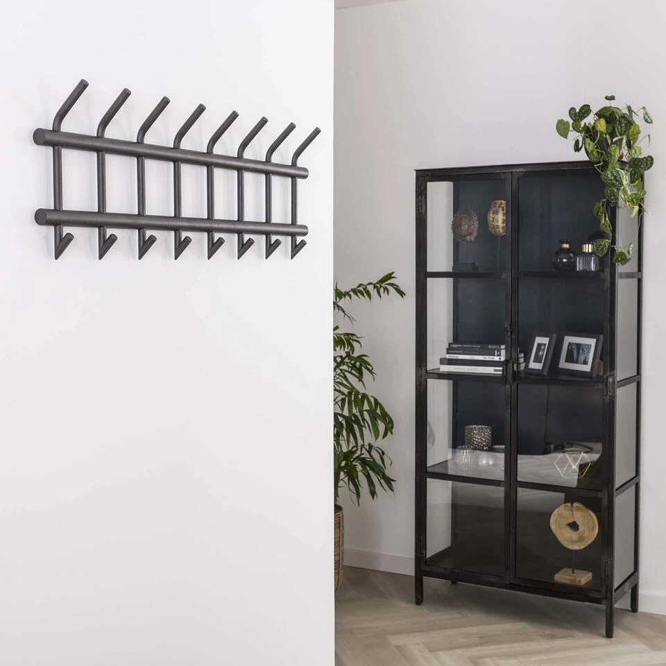 Industriële Kapstok London Donkergrijs 16 Haken - 10x90x33,50 Cm - Staal - Grijs 4 Industriële Kapstok London Donkergrijs 16 Haken - 10x90x33,50 Cm - Staal - Grijs - Afbeelding 2