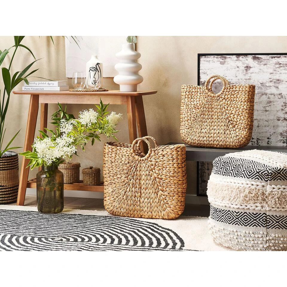 Beliani Mand POMPANO - Beige Waterhyacinth 4 Beliani Mand POMPANO - Beige Waterhyacinth - Afbeelding 2