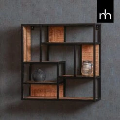 Wandrek Vierkant 60x60cm - Mangohout - Bruin - Vierkant 7 Wandrek Vierkant 60x60cm - Mangohout - Bruin - Vierkant -Beste Opslag Winkel 1000060208 0101