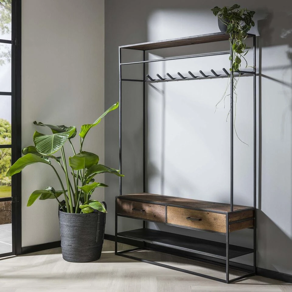 Kapstok Industrieel Charlie Hout Metaal 9 Haken 35x120x180 Cm Hardhout 5 Kapstok Industrieel Charlie Hout Metaal 9 Haken 35x120x180 Cm Hardhout - Afbeelding 3