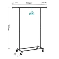 O’DADDY® Kledingrek 4 Wielen – Stabiel Tot 90kg - Garderoberek - Zwart -Beste Opslag Winkel 1000064371 0101