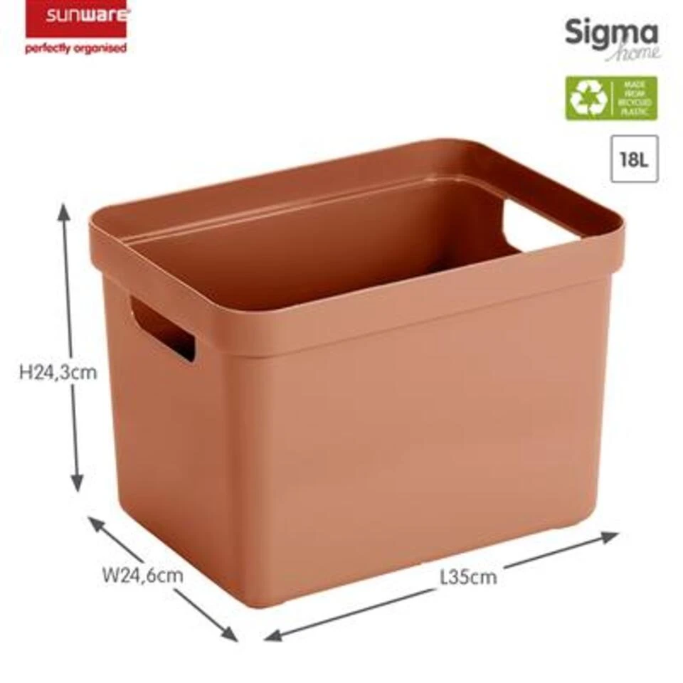 Sigma Home Opbergbox 18L Terra 4 Sigma Home Opbergbox 18L Terra - Afbeelding 2