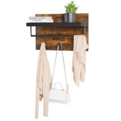 Furnihaus Wandkapstok Bruin Met Zwarte Hoedenplank, 3 Hangers En Garderobestang, 8 Furnihaus Wandkapstok Bruin Met Zwarte Hoedenplank, 3 Hangers En Garderobestang, -Beste Opslag Winkel 1000065474 0102
