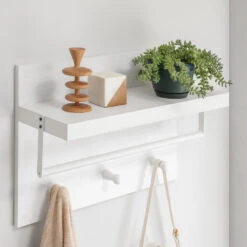 Furnihaus Wandkapstok Wit Met Hoedenplank, 3 Hangers En Garderobestang, Afm. 60 -Beste Opslag Winkel 1000065476 0102