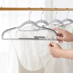 ACAZA Kunststof Kledinghangers - 20 Stuks - Antislip - Met Broeklat - Grijs -Beste Opslag Winkel 1000065593 0102