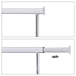 Mobiel Kledingrek - Verstelbaar - 1 Rail - Metaal - 160x92>132 Cm - Zilvergrijs -Beste Opslag Winkel 1000066950 0102