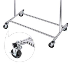 Mobiel Kledingrek - Verstelbaar - 1 Rail - Metaal - 160x92>132 Cm - Zilvergrijs -Beste Opslag Winkel 1000066950 0103