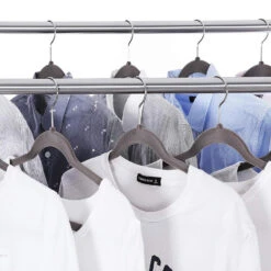 ACAZA Mobiel Kledingrek - Dubbelvoudig - 2 Rails - Zilvergrijs -Beste Opslag Winkel 1000066951 0103