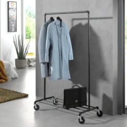 ACAZA Mobiel Kledingrek - 1 Rail - Zwart 9 ACAZA Mobiel Kledingrek - 1 Rail - Zwart -Beste Opslag Winkel 1000066959 0103