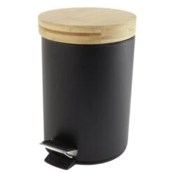 Orange85 Pedaalemmer Prullenbak 3L Zwart 17x17x25 Cm Metaal En Bamboe