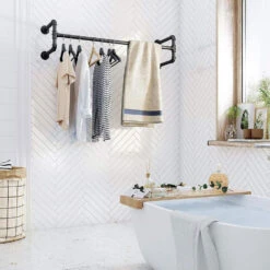 ACAZA Set Van 2 Ophangrails - Industriële Look - Zwart -Beste Opslag Winkel 1000067679 0103