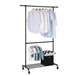 ACAZA Metalen Kledingrek Met Draagcapaciteit 110kg - Zwarte Kleur 8 ACAZA Metalen Kledingrek Met Draagcapaciteit 110kg - Zwarte Kleur -Beste Opslag Winkel 1000068778 0102