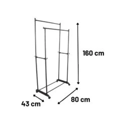 Orange85 Kledingrek Dubbel Op Wieltjes Zwart Metaal Garderoberek -Beste Opslag Winkel 1000068871 0110