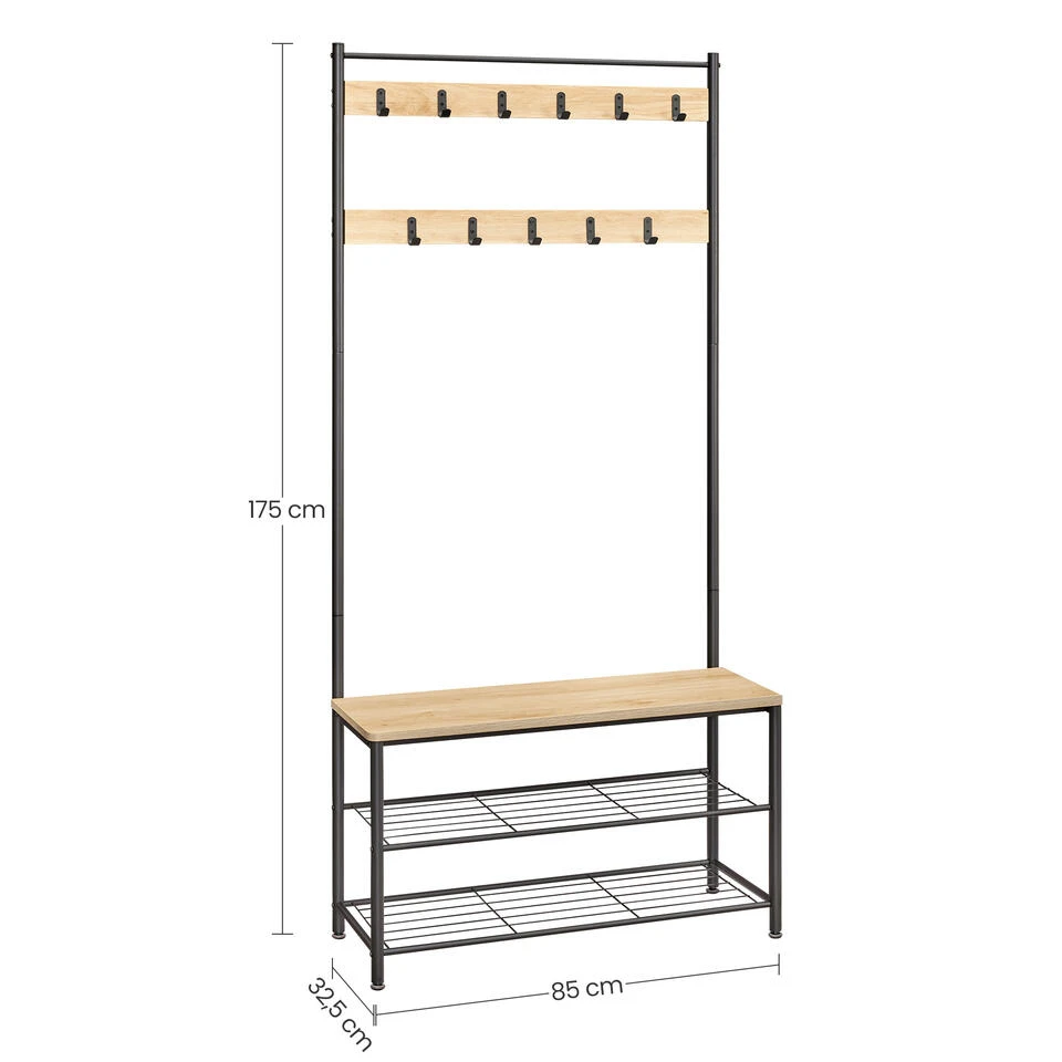 ACAZA Groot Garderoberek XL, 175 Cm Hoog, Lichte Eik Kleur 6 ACAZA Groot Garderoberek XL, 175 Cm Hoog, Lichte Eik Kleur - Afbeelding 4