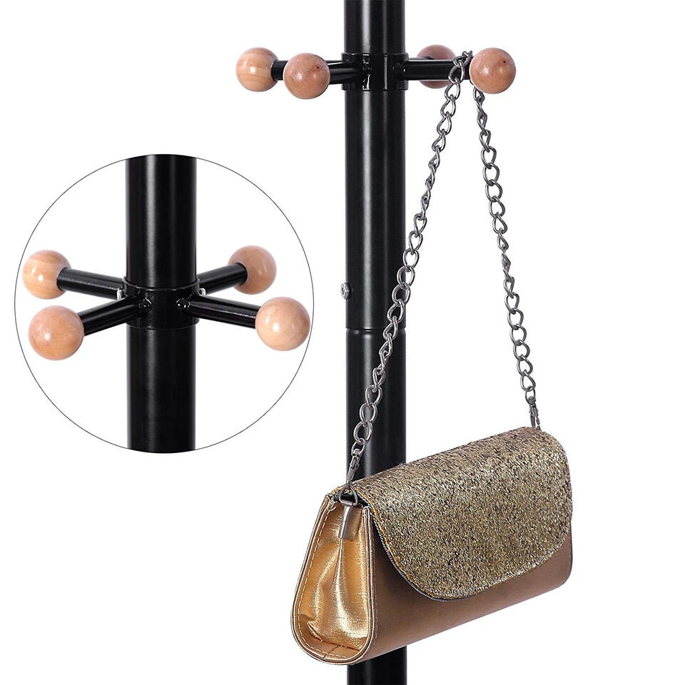 ACAZA Staande Kapstok - Moderne Look - 12 Haken - 49x176x49 Cm - Zwart 5 ACAZA Staande Kapstok - Moderne Look - 12 Haken - 49x176x49 Cm - Zwart - Afbeelding 3