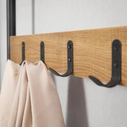 ACAZA Multifunctioneel Garderoberek - 9 Haken - 70x175x32 Cm - Honing Bruin -Beste Opslag Winkel 1000068928 0102