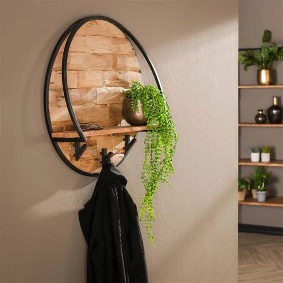 Hoyz - Wandschap / Kapstok Ø60 Mill / Massief Acacia Gezandstraald 4 Hoyz - Wandschap / Kapstok Ø60 Mill / Massief Acacia Gezandstraald - Afbeelding 2