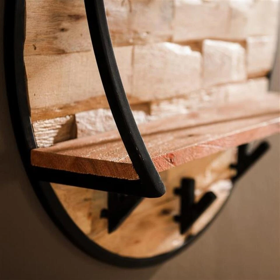 Hoyz - Wandschap / Kapstok Ø60 Mill / Massief Acacia Gezandstraald 5 Hoyz - Wandschap / Kapstok Ø60 Mill / Massief Acacia Gezandstraald - Afbeelding 3