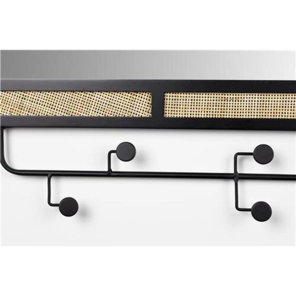 Giga Meubel Spiegelkapstok Zwart - Hout & Webbing - Kapstok Aida 5 Giga Meubel Spiegelkapstok Zwart - Hout & Webbing - Kapstok Aida - Afbeelding 3