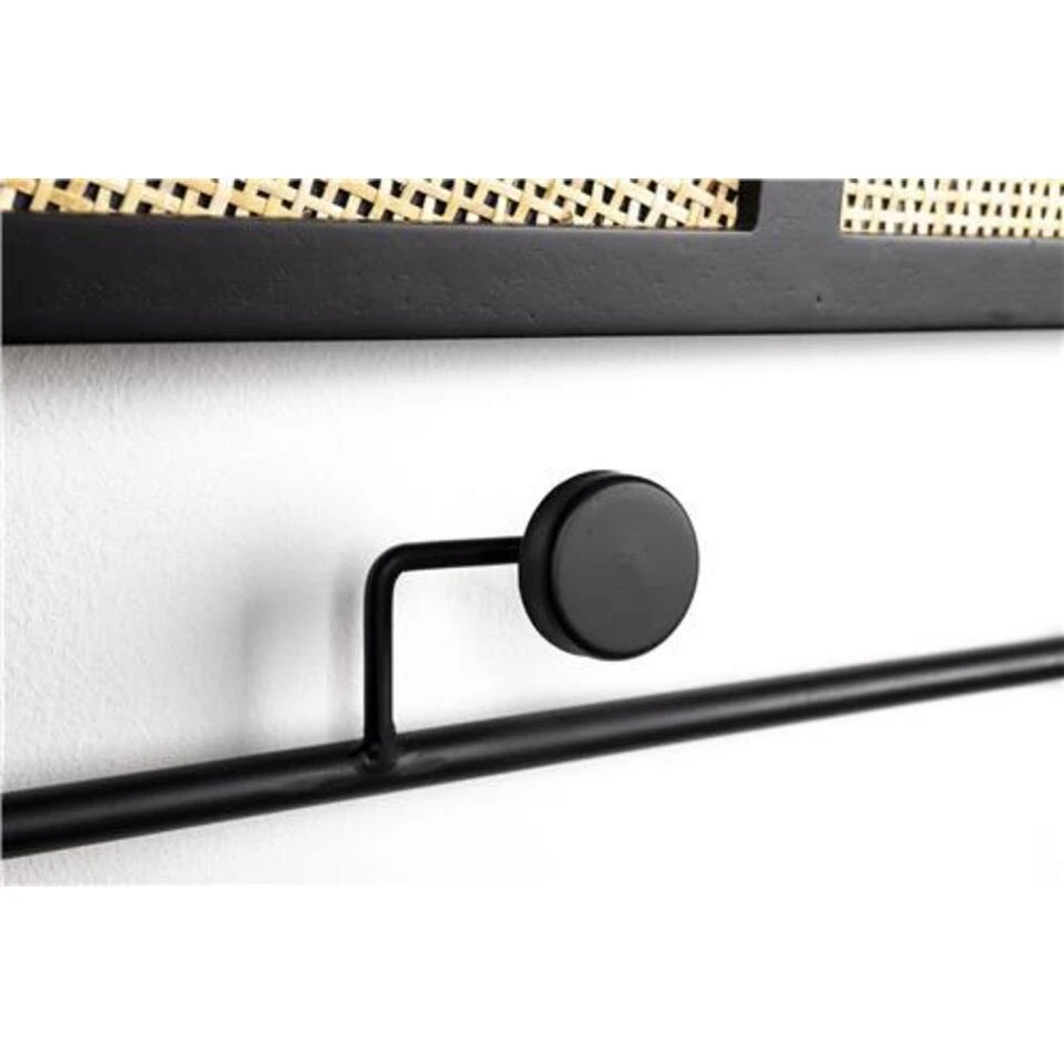 Giga Meubel Spiegelkapstok Zwart - Hout & Webbing - Kapstok Aida 6 Giga Meubel Spiegelkapstok Zwart - Hout & Webbing - Kapstok Aida - Afbeelding 4