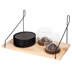 QUVIO Wandrekje Van Hout En Staal - Bruin En Zwart 7 QUVIO Wandrekje Van Hout En Staal - Bruin En Zwart -Beste Opslag Winkel 1000071511 0102