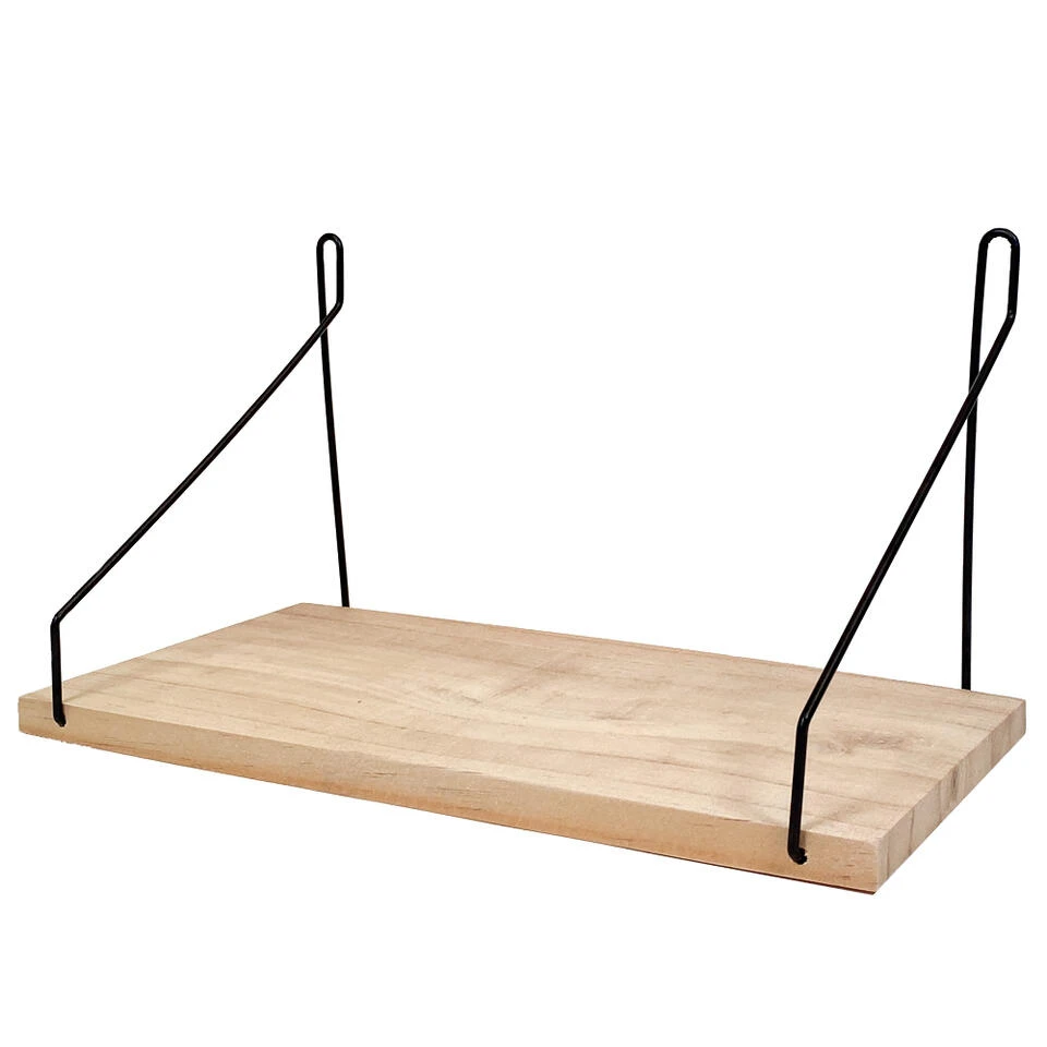 QUVIO Wandrekje Van Hout En Staal - Bruin En Zwart 3 QUVIO Wandrekje Van Hout En Staal - Bruin En Zwart